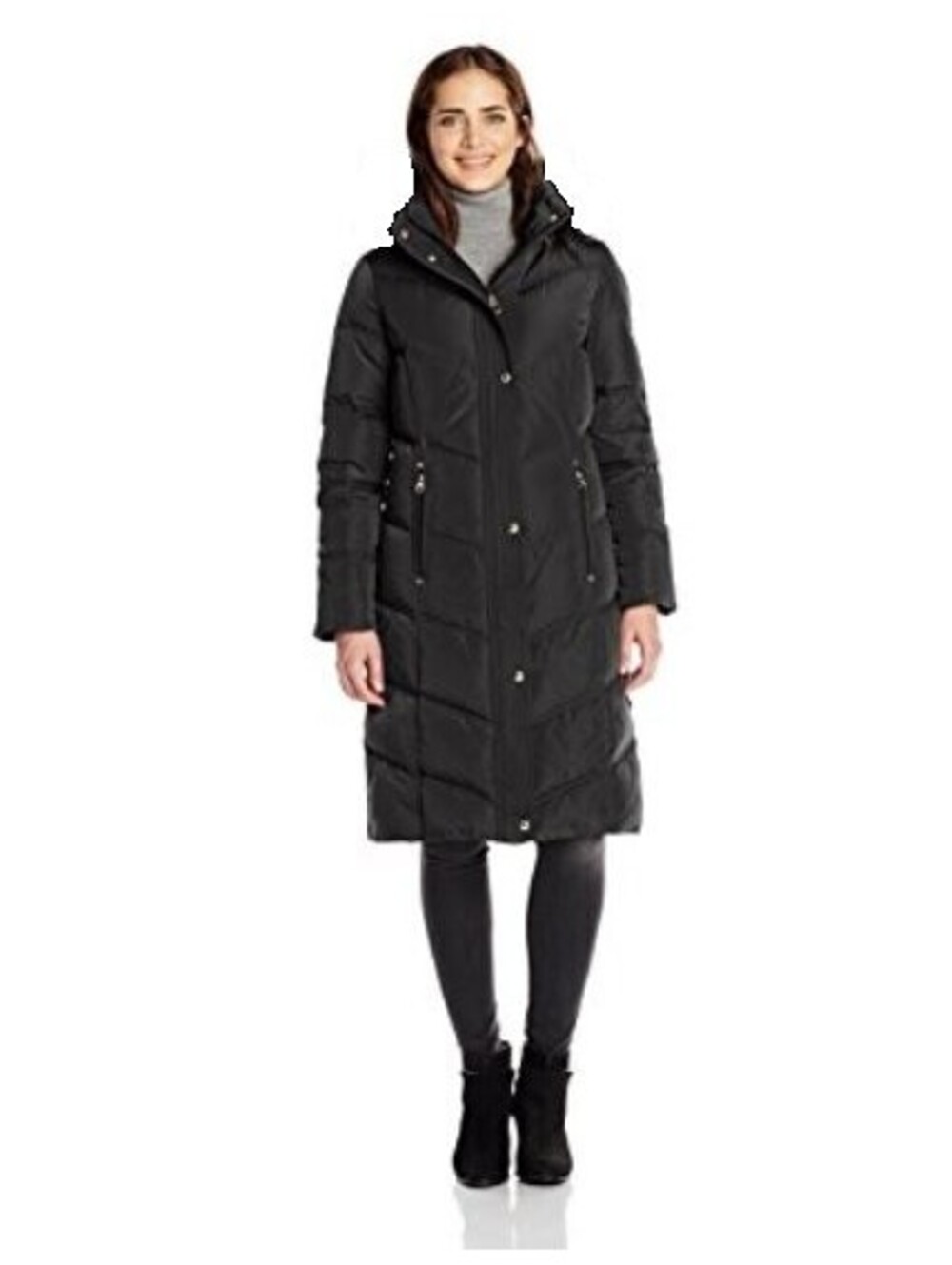 CALVIN KLEIN LONG DOWN CHEVRON WINTER PUFFER JACKET COAT WOMEN SMALL KNEE LENGTH